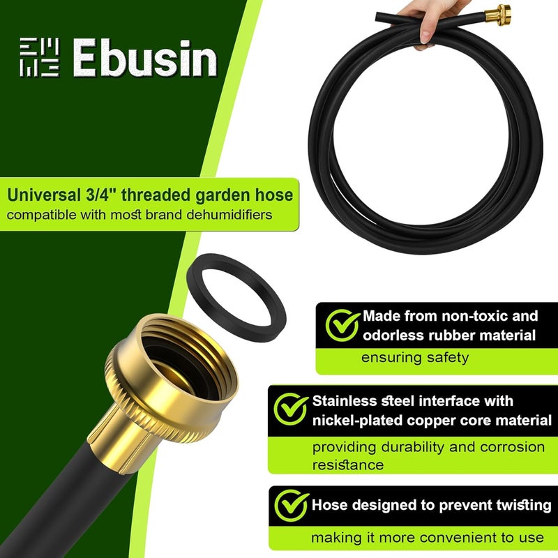 Ebusin 12FT Dehumidifier Drain Hose with 3/4 Inch FHT Connector, Featuring Rust-Resistant Brass Fittings for Leak-Proof Connection, Perfectly Compatible with Most Dehumidifier Brands(7 Length Options) - Image 3
